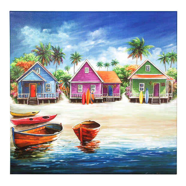 Coastal Cabins Outdoor Canvas Art Print - 35x35