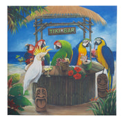 Tiki Birds Outdoor Canvas Art Print - 35x35