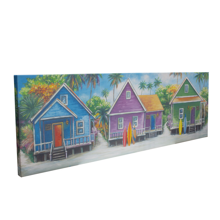 Coastal Cabins Crop Outdoor Canvas Art Print - 16x48