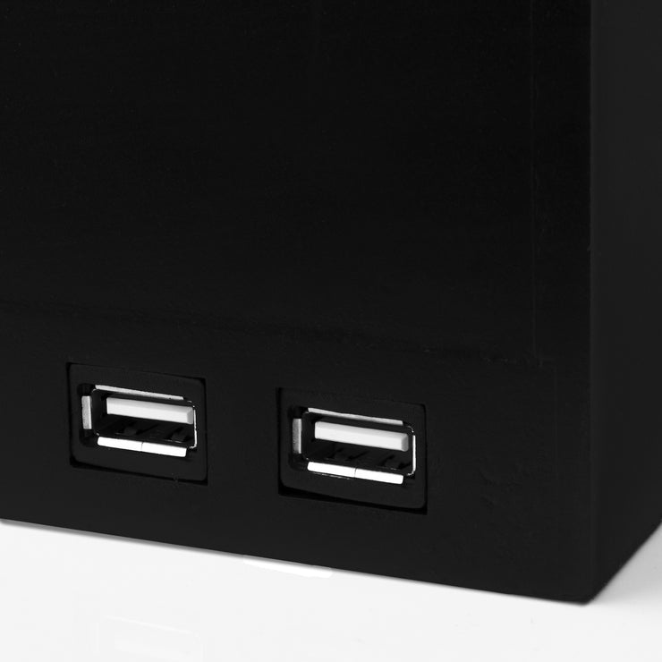 Black Wood All-in-One USB Charging Desk Organizer Caddy