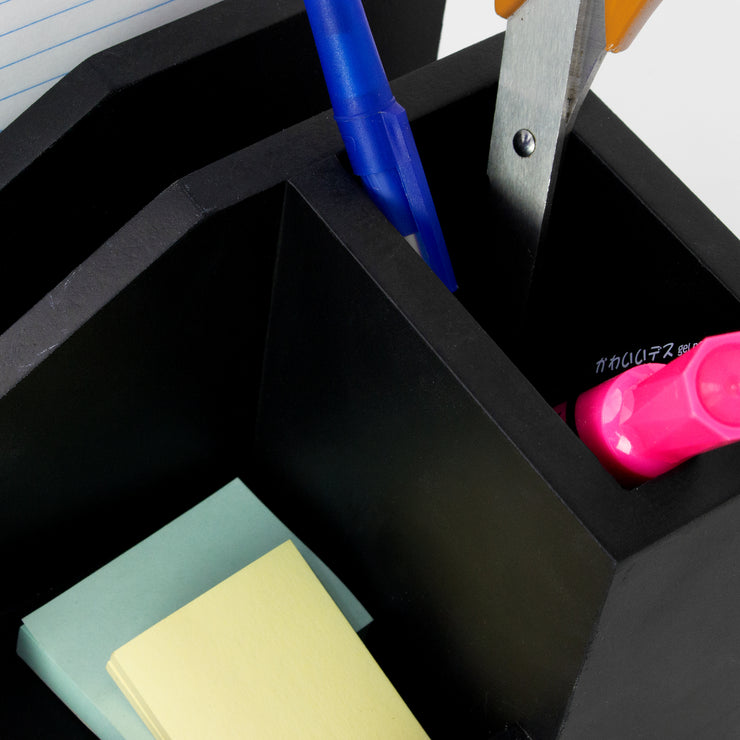 American Art Decor Black All-In-One USB Charging Desk Organizer Caddy
