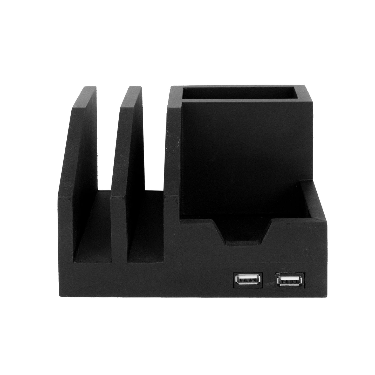 All-in-One Desk File Organizer with USB Charger - Black