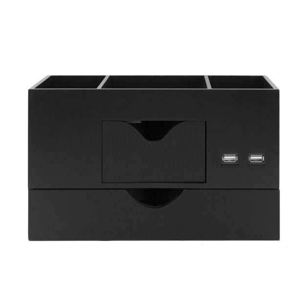 3 Tier Desk Organizer with USB Port - Black