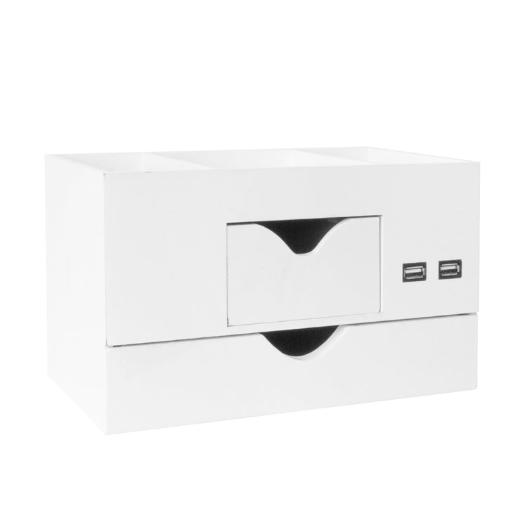 3 Tier Desk Organizer with USB Port - White