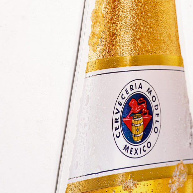 Modelo Cerveza Especial Beer Bottle Embossed Shaped Metal Sign
