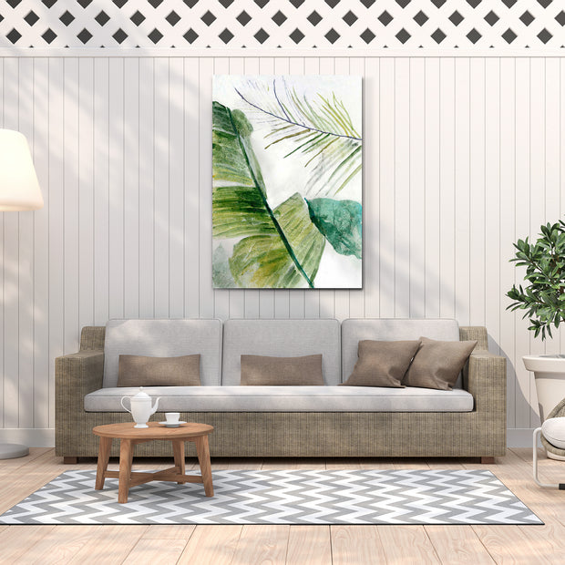 Tropical Watercolor Botanical Outdoor Canvas Print - 28x40