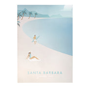 Vintage Santa Barbara Summer Time Tropical Illustration Outdoor Canvas Print - 28x40