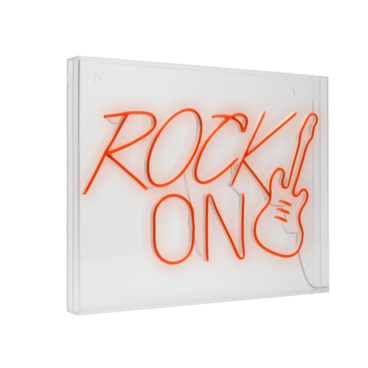 Rock On Guitar Neon Acrylic Box LED Sign