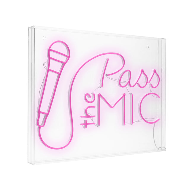 Pass the Mic Neon Acrylic Box LED Sign