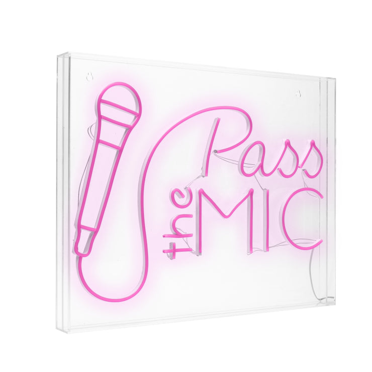 Pass the Mic Neon Acrylic Box LED Sign