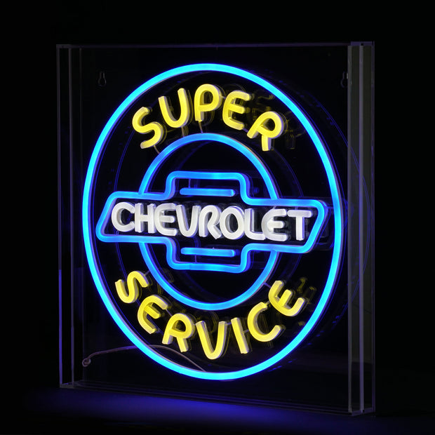 Licensed Chevrolet Super Service Acrylic LED Wall Decor Sign - 16" x 16"