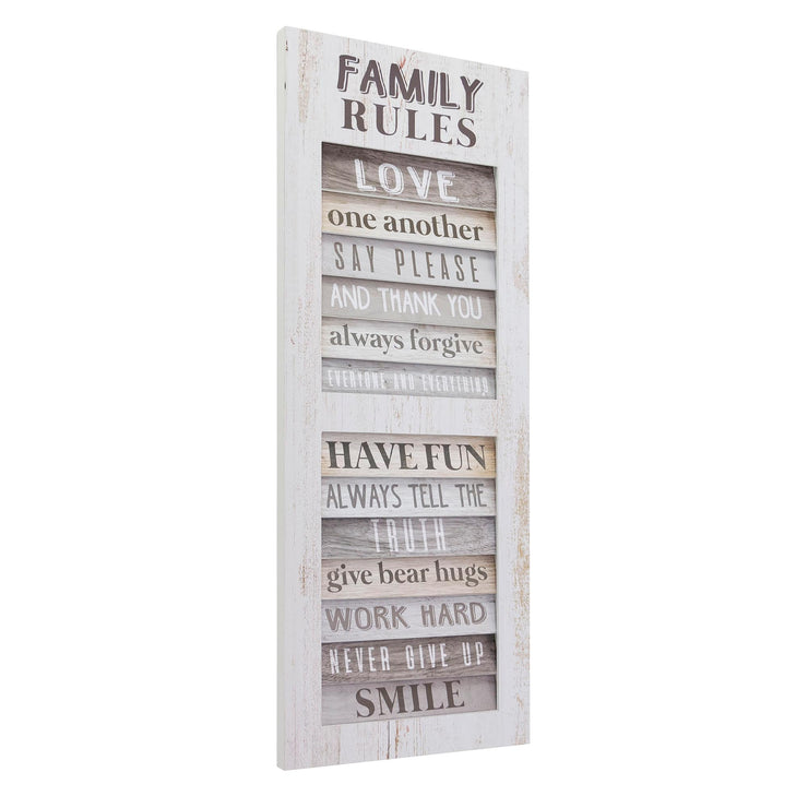 Family Rules Inspirational Shutter Window Plaque