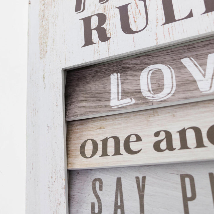 Family Rules Inspirational Shutter Window Plaque