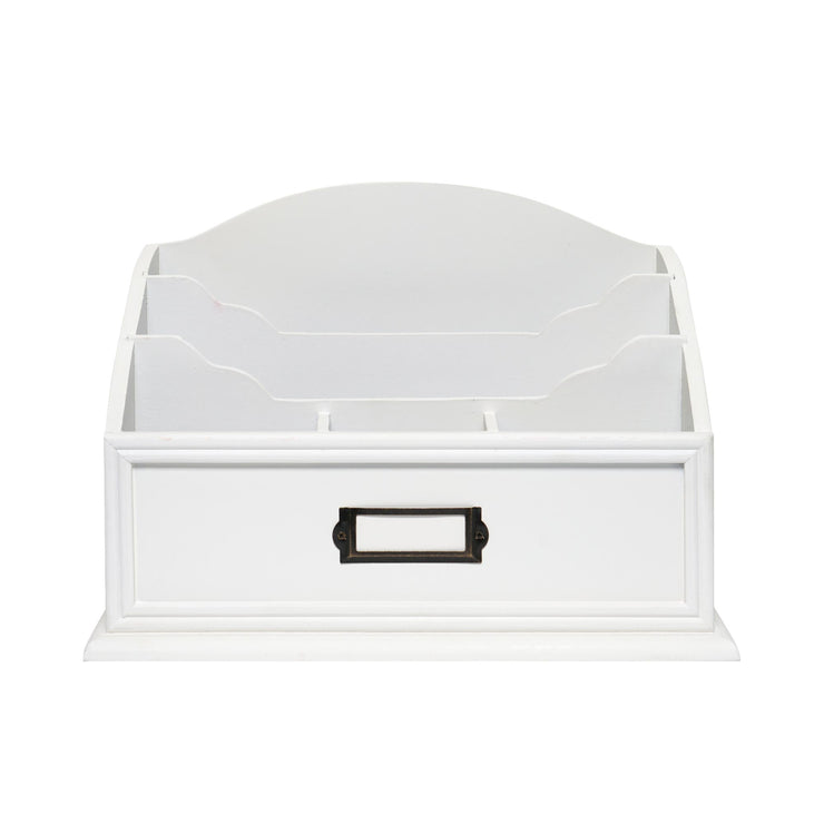 3-Tier Wood Desk Paper Organizer - White