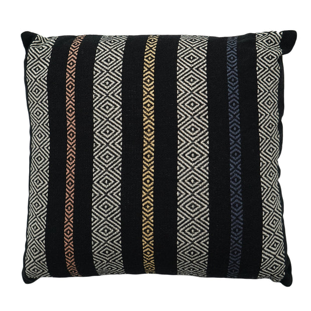 Hand-Woven Black & White Boho Moroccan Decorative Throw Pillow - 17x17