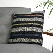 Hand-Woven Black & White Boho Moroccan Decorative Throw Pillow - 17x17