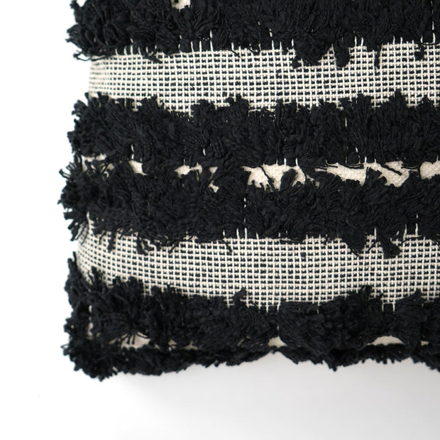 Hand-Woven Navy Blue & White Boho Decorative Throw Pillow - 17x17