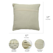 Hand-Woven Cream Boho Moroccan Decorative Throw Pillow - 17" x 17"