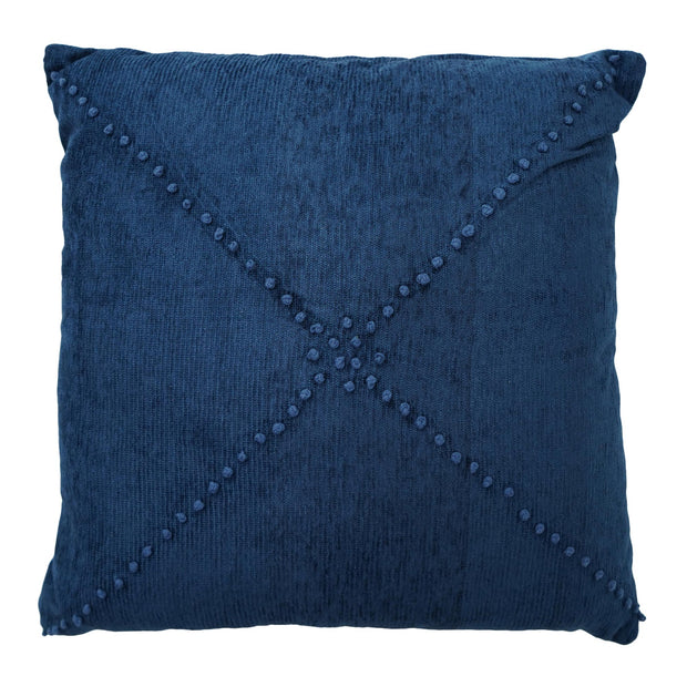 Hand-Woven Blue Boho Moroccan Decorative Throw Pillow - 17" x 17.5"