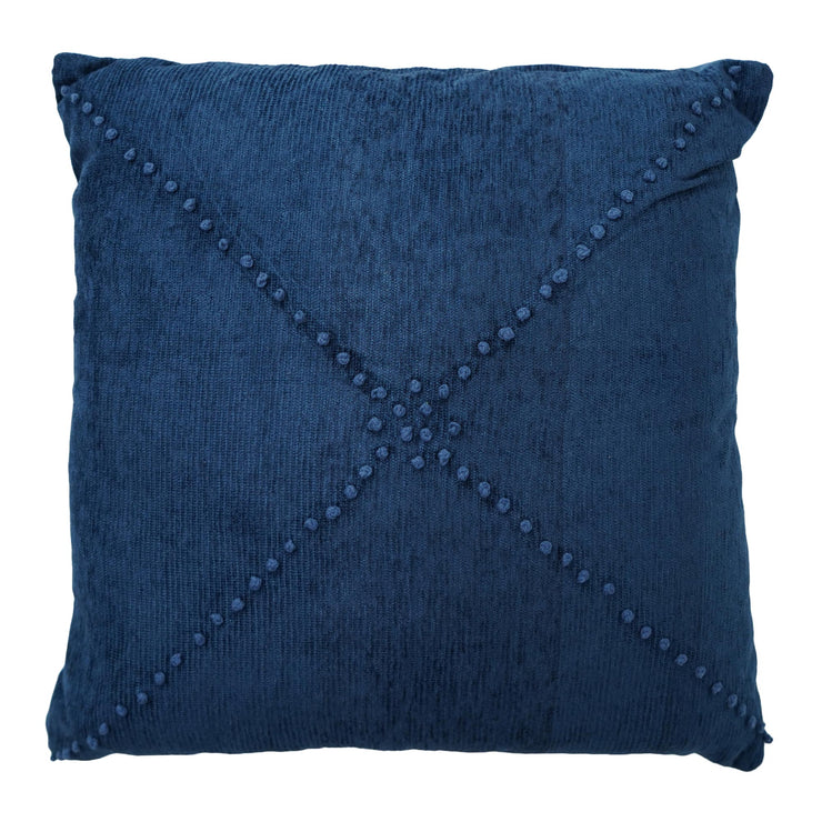 Hand-Woven Blue Boho Moroccan Decorative Throw Pillow - 17" x 17.5"
