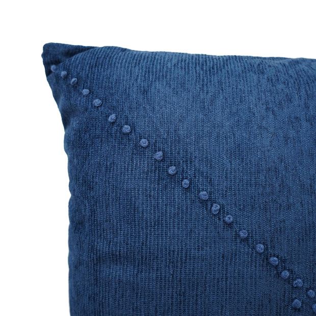 Hand-Woven Blue Boho Moroccan Decorative Throw Pillow - 17" x 17.5"