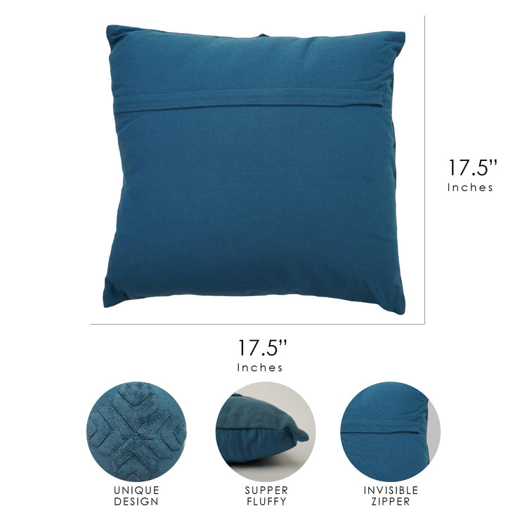 Hand-Woven Blue Boho Moroccan Decorative Throw Pillow - 17.5" x 17.5"