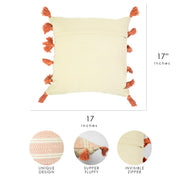 Hand-Woven Orange Peach Boho Moroccan Decorative Throw Pillow - 17x17