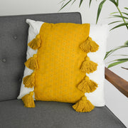 Hand-Woven Yellow & White Boho Moroccan Decorative Throw Pillow 19x19