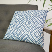 Hand-Woven Blue & White Boho Moroccan Decorative Throw Pillow - 17x17