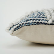 Hand-Woven Blue & Cream Boho Decorative Throw Pillow - 17.5" x 17"