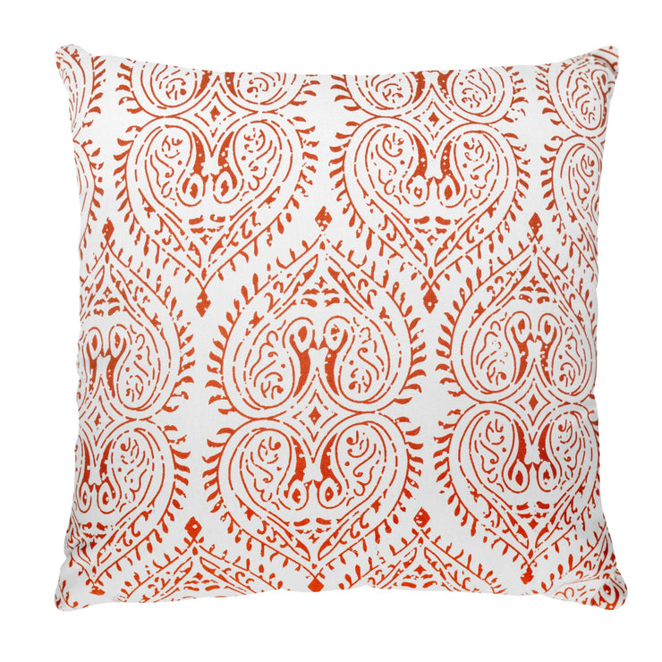 Hand-Woven Red & White Boho Decorative Throw Pillow - 17" x 17.5"
