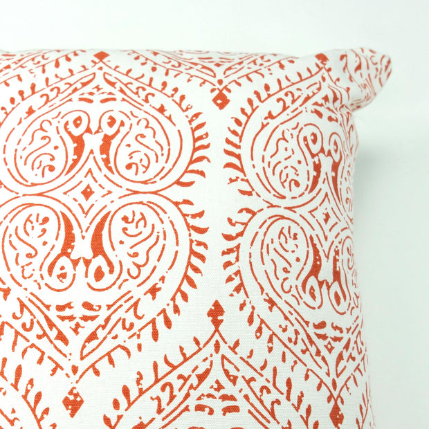 Hand-Woven Red & White Boho Decorative Throw Pillow - 17" x 17.5"