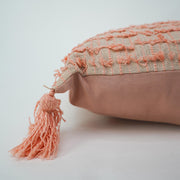 Hand-Woven Pink & Natural Boho Decorative Throw Pillow - 23" x 13"