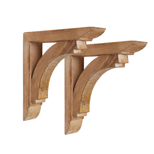 Natural Distressed Wood Corbel Shelf Brackets (Set of 2)