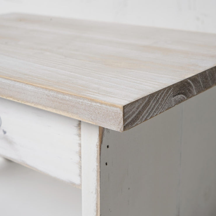 Addie Joy Step Up Decorative Wooden Stool - Grey/White Wash