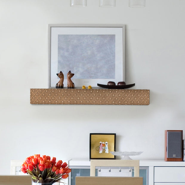 Small Rustic Embossed Wood Floating Wall Shelf - Natural