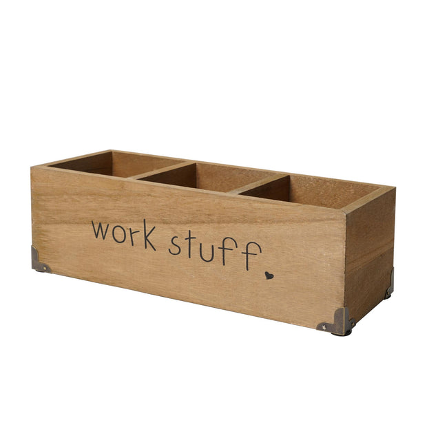 Addie Joy Work Stuff Rectangle 3-Opening Desk Organizer - Wood Wash