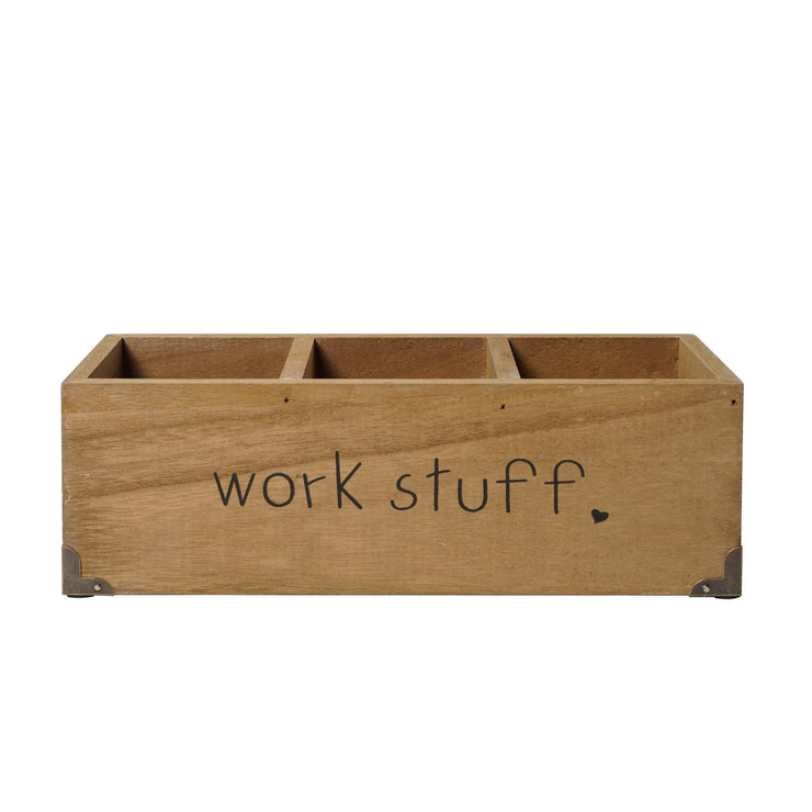Addie Joy Work Stuff Rectangle 3-Opening Desk Organizer - Wood Wash