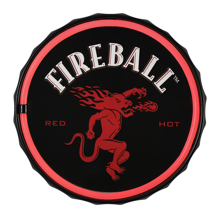 Licensed Fireball Bottle Cap Shaped Neon LED Rope Wall Sign (12.5")