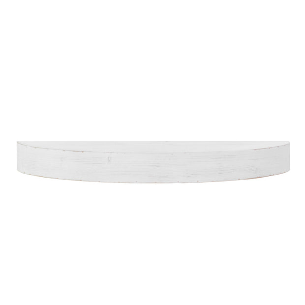 Small Round Wood Floating Wall Shelf - White