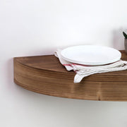 Small Round Wood Floating Wall Shelf - Brown