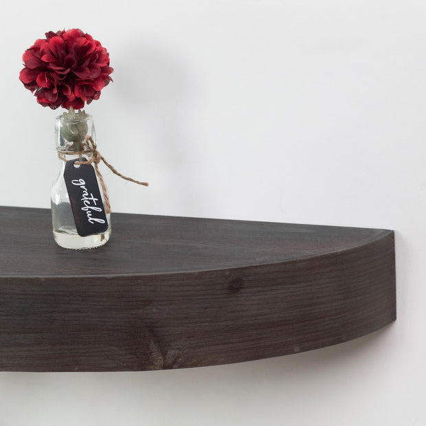 Small Round Wood Floating Wall Shelf - Black