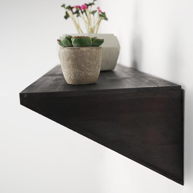 Small Wedge Wood Floating Wall Shelf - Black