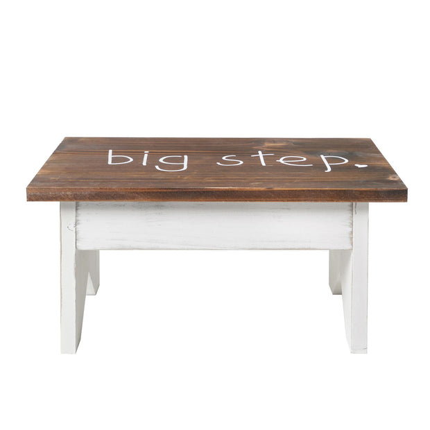 Addie Joy Big Step Decorative Step Stool - Walnut/White Wash