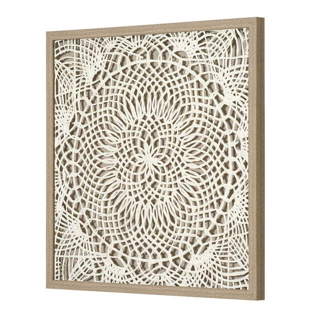 Boho Handmade Framed Natural Rice Paper Wall Art Decor - 23.5" x 23.5"