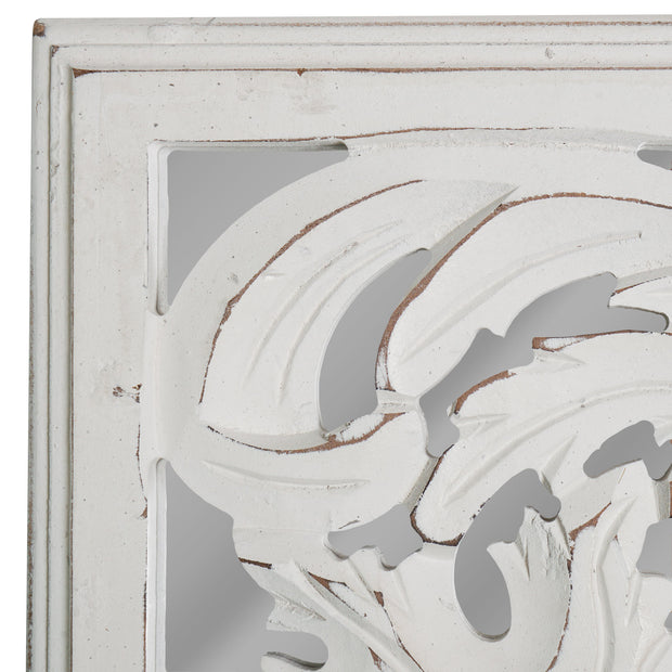 Distressed Reflective White Wood Wall Accent Medallion Panel - 12"x36"