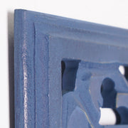 Hand-Carved Latticework Square Wood Wall Medallion - Dark Blue (16")