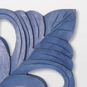Floral Motif Wood Wall Accent Medallion - Dark Blue (24")