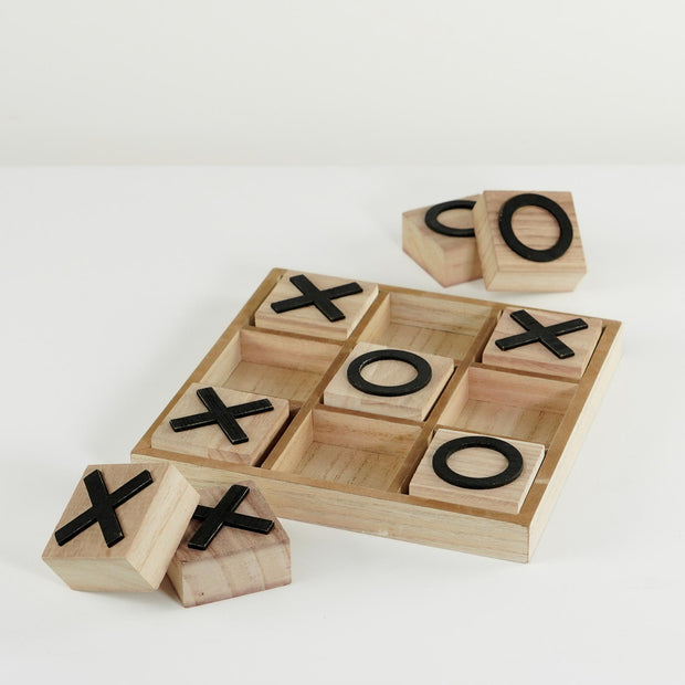 Wood Tic Tac Toe Game Board Tabletop Decor (9" x 9")