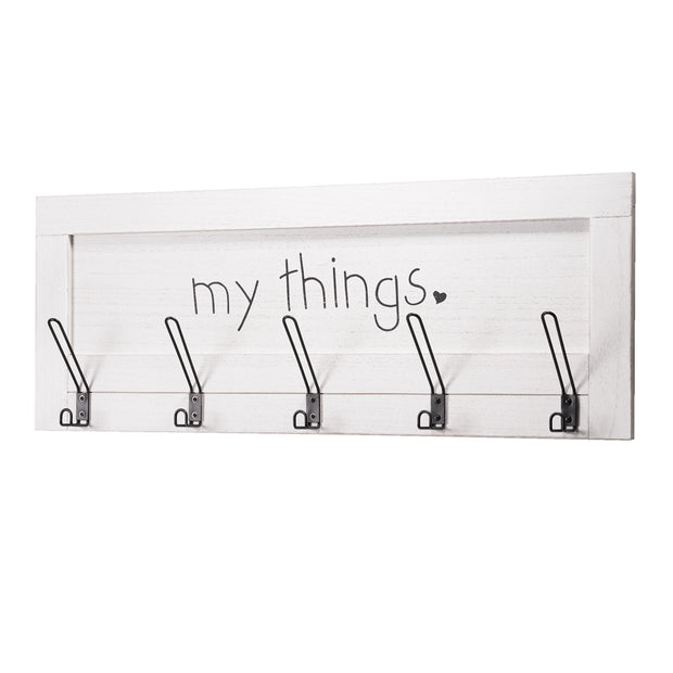 Addie Joy My Things Coat and Key Holder Plaque - Distressed White